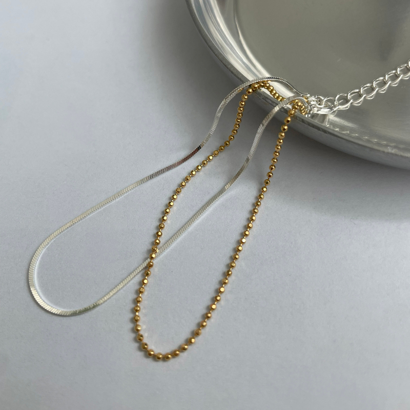 [Line Art] Two-Tone Layered Bracelet